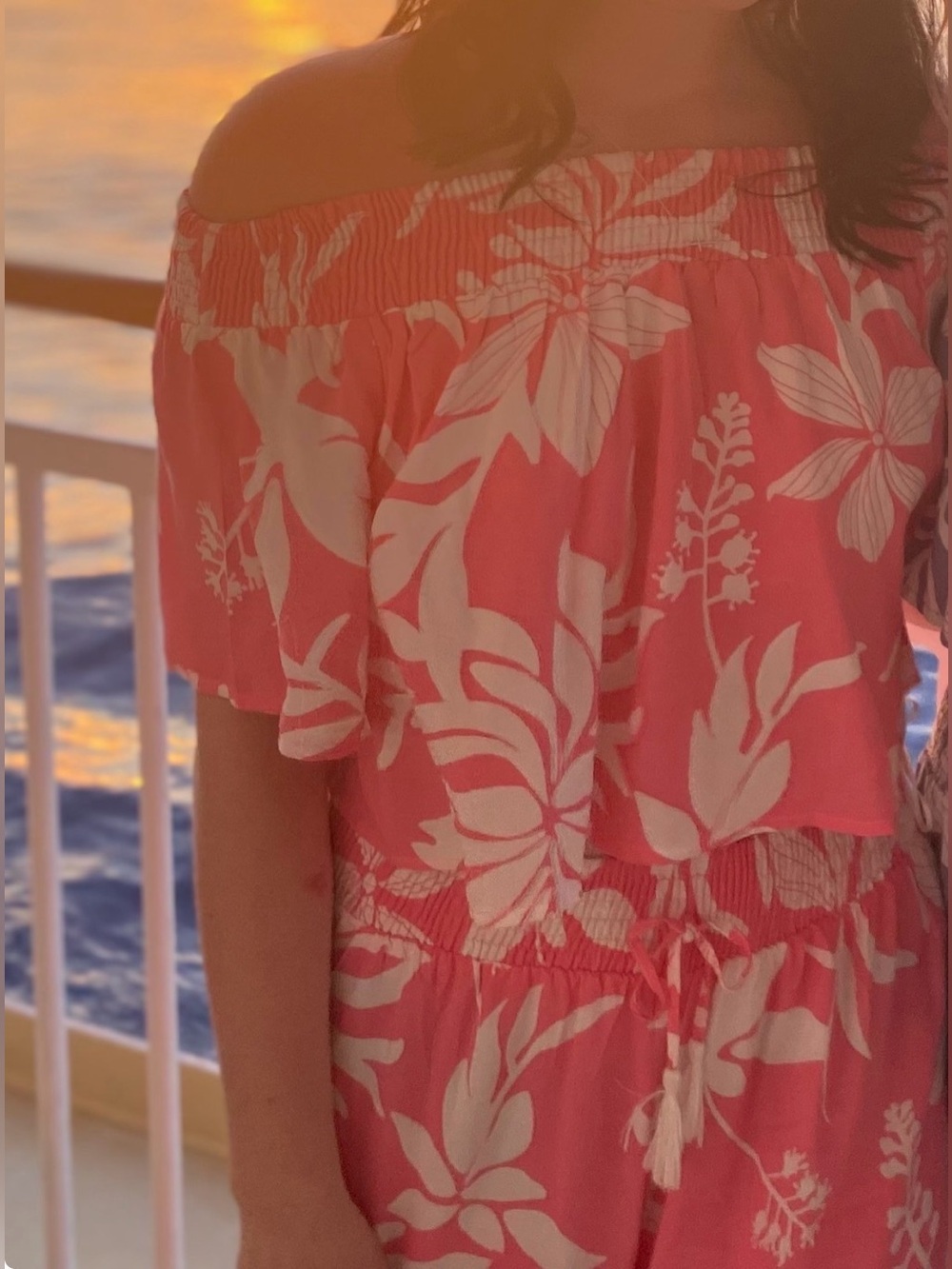 Kiwi & Punch Women's Pink Floral Off-Shoulder Set
